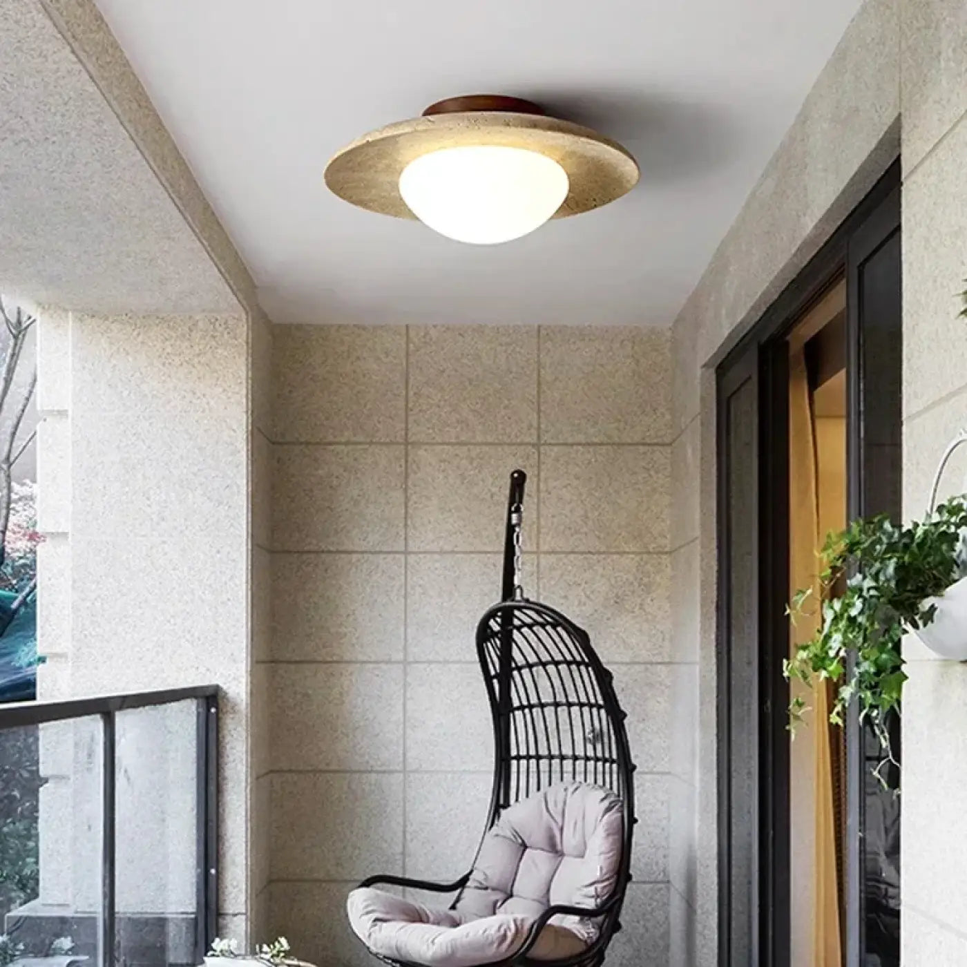 Stone wood gold ring diffuser ceiling light | TUMUVE