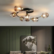 Clear glass 4-ball art deco ceiling light | BIGE