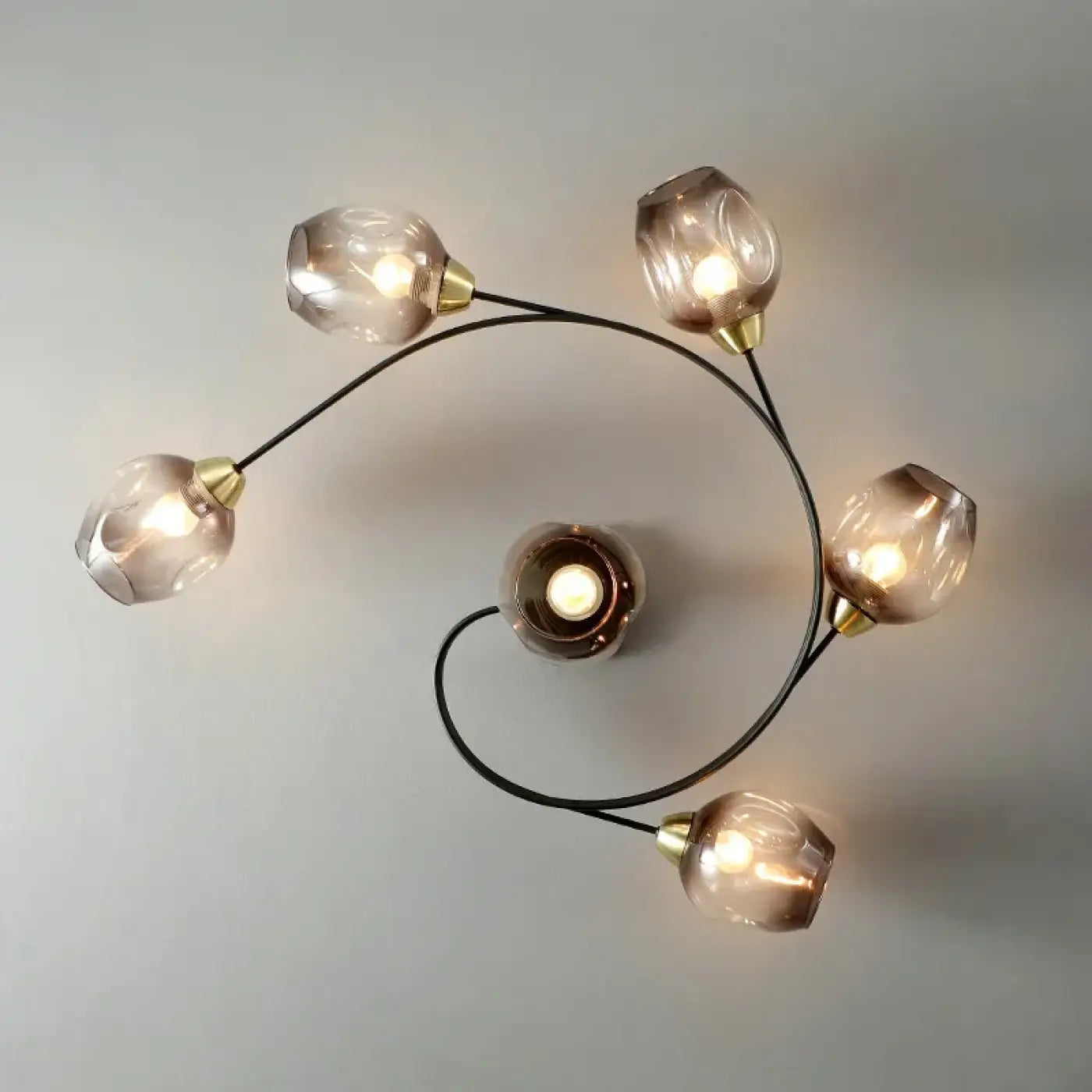 Clear glass 4-ball art deco ceiling light | BIGE