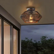 Statement wood and metal art deco ceiling light | ZUKUTUN