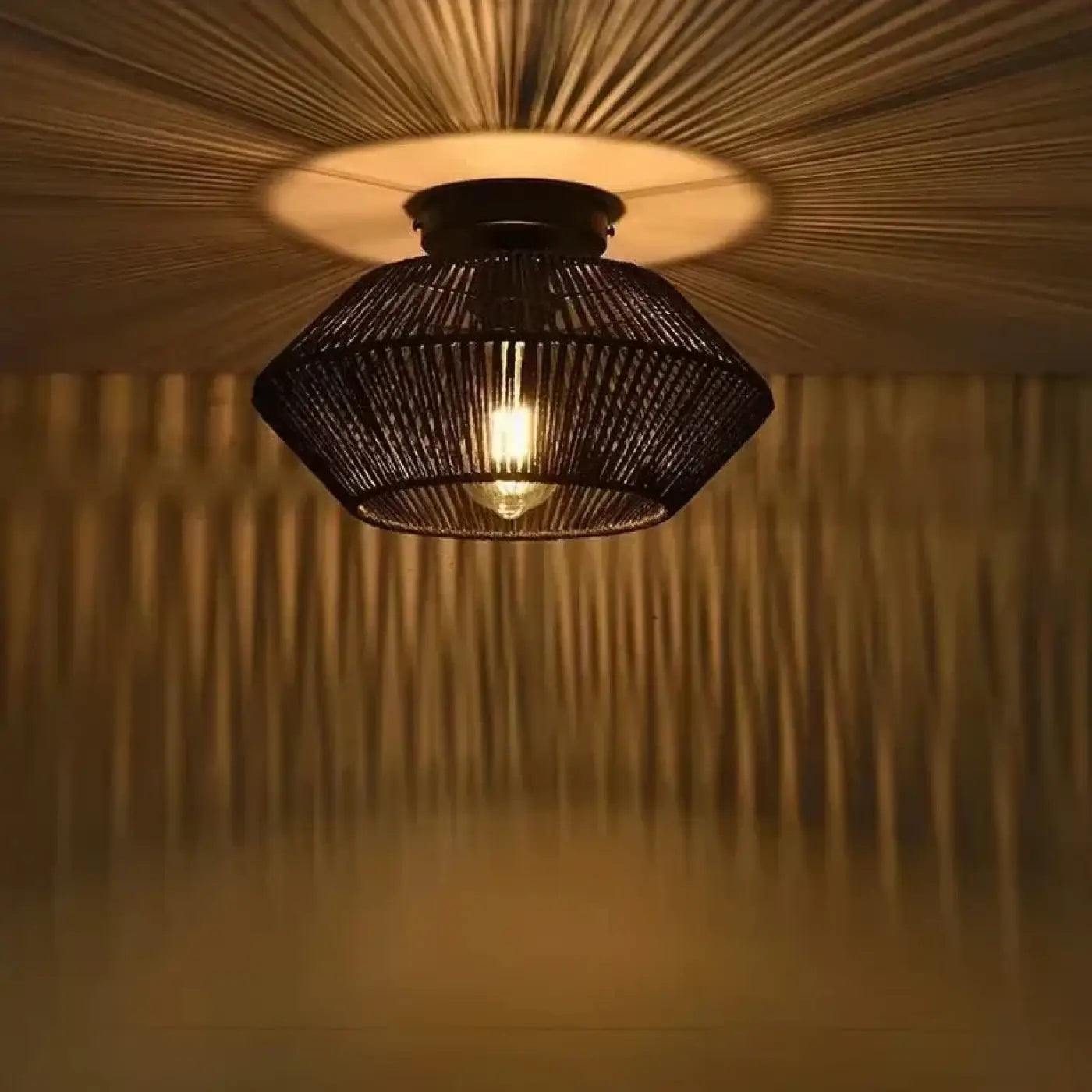 Statement wood and metal art deco ceiling light | ZUKUTUN