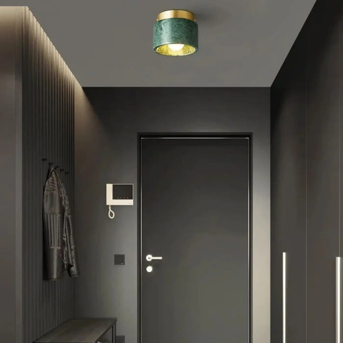 Marble and gold cylinder ceiling light | PIROHU