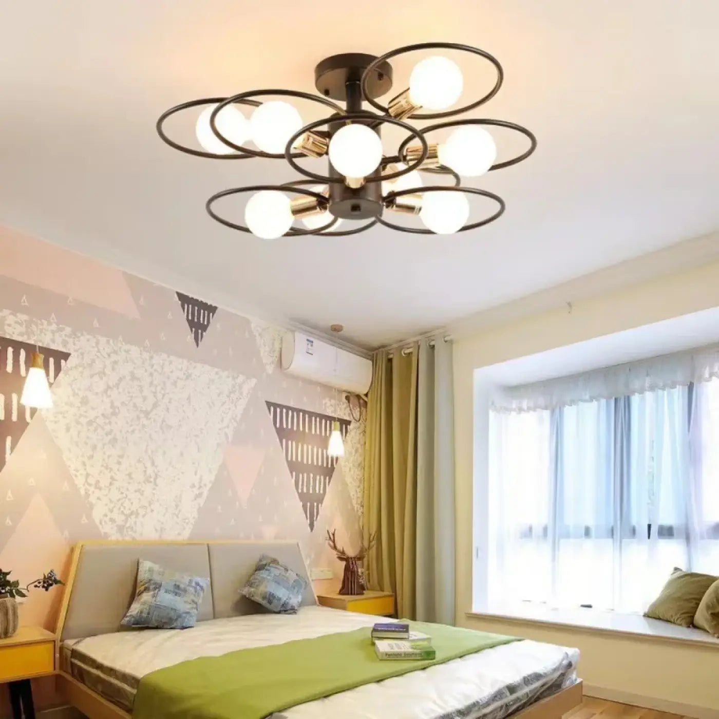 Black metal rings industrial ceiling light | DIGO