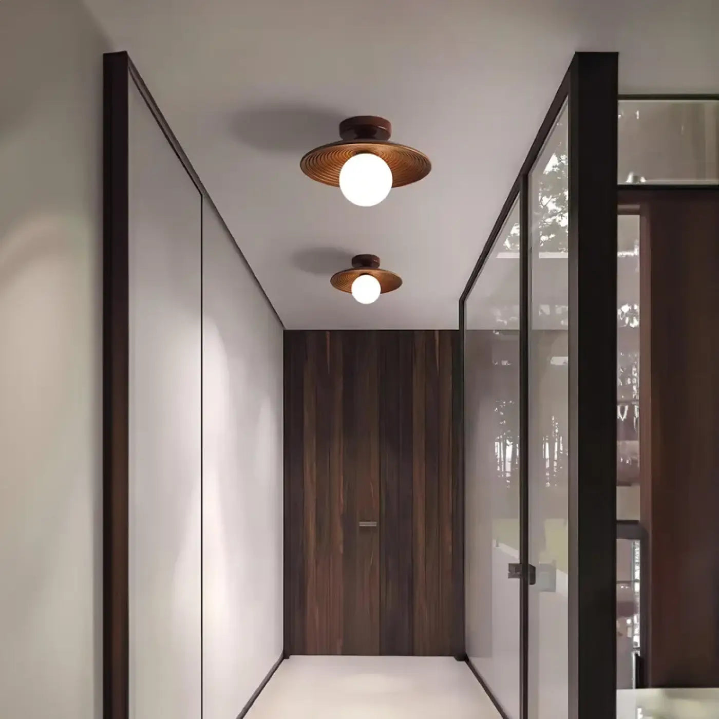 Modern wood and glass LED ceiling light | SEREL