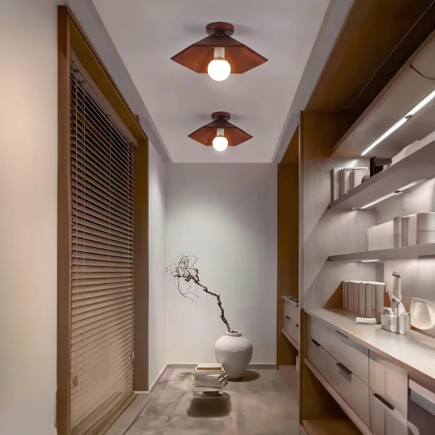 Modern wood and glass LED ceiling light | SEREL