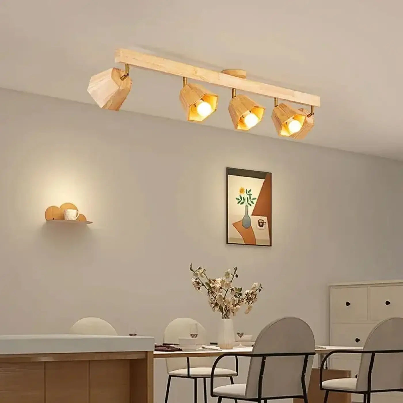 Wood LED 4-spot modern ceiling light | ZIZORU