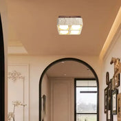 Square stone and wood modern LED ceiling light | KUBU