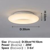 Art deco round white LED ceiling light | POBE