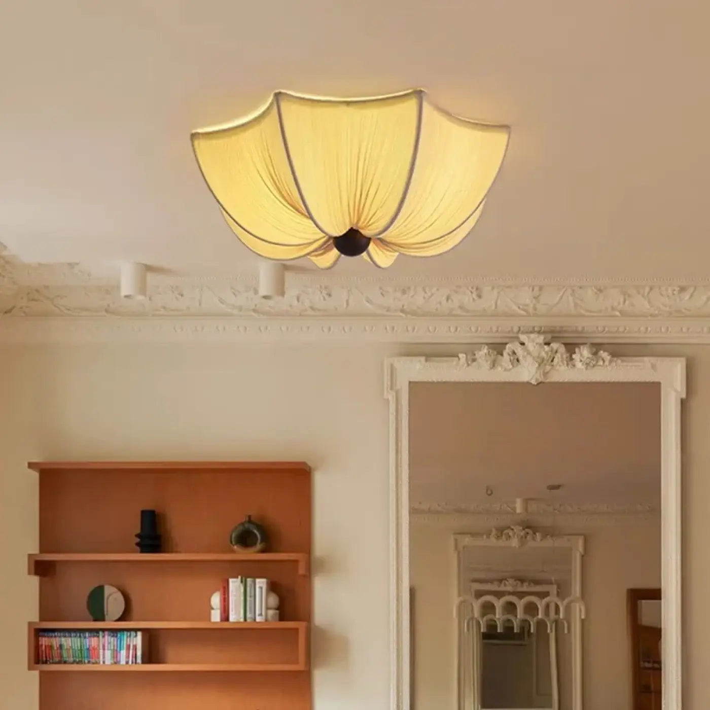 LED fabric and wood dimmable design ceiling light | HISIZA