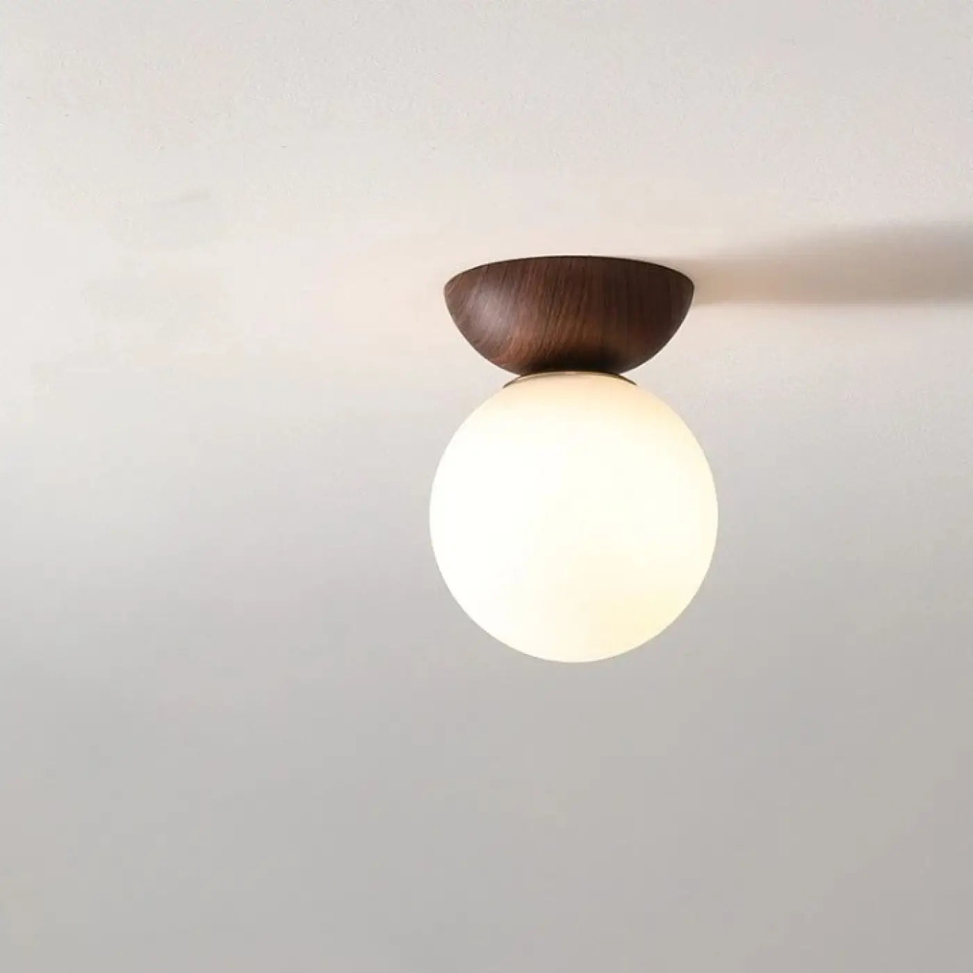 Clean design wood and glass LED ceiling light | FUMODOS
