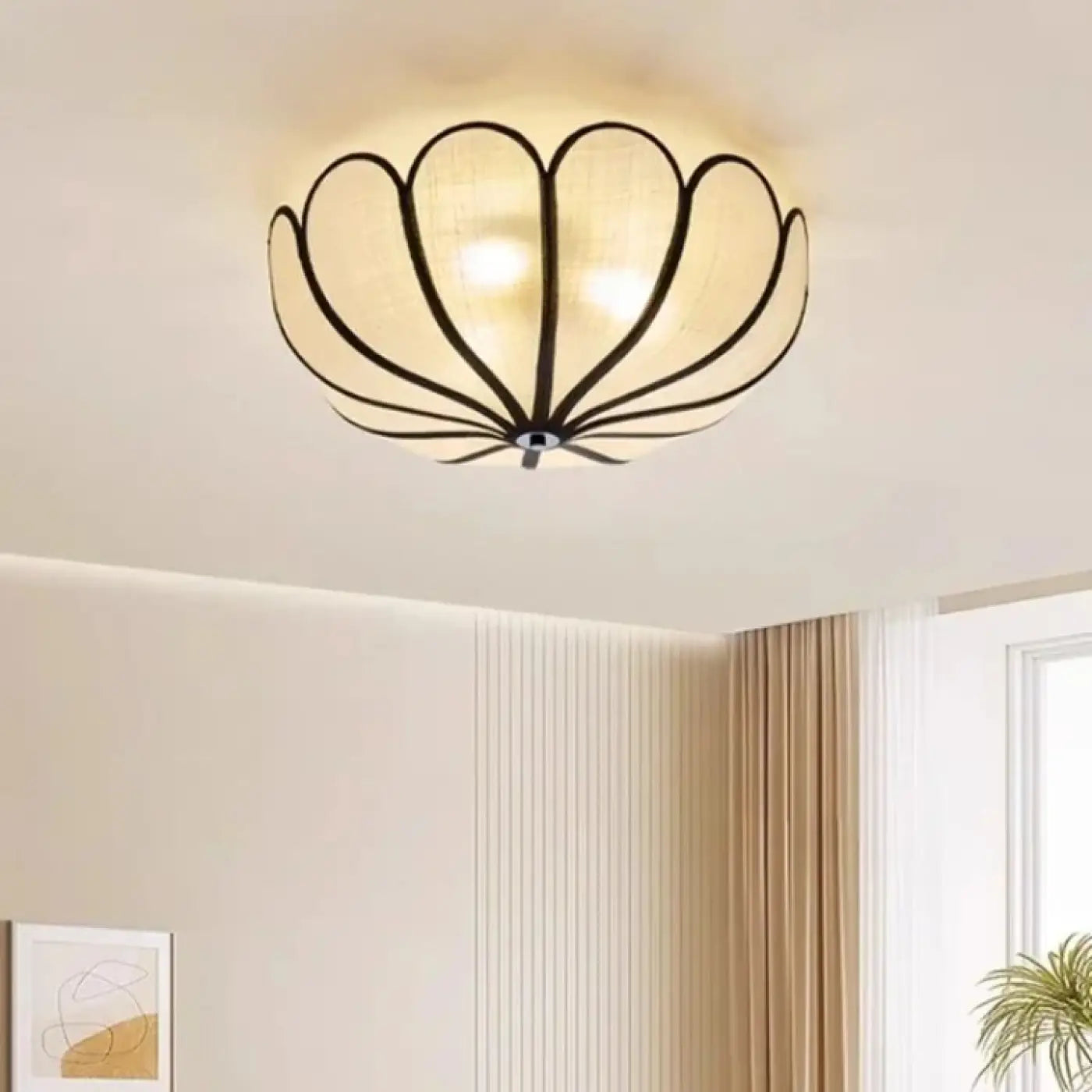 Minimalist bamboo and metal LED ceiling light | PUKINE