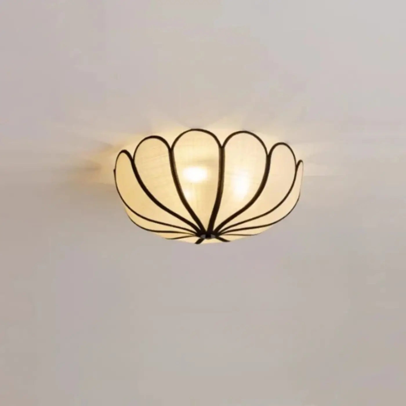 Minimalist bamboo and metal LED ceiling light | PUKINE