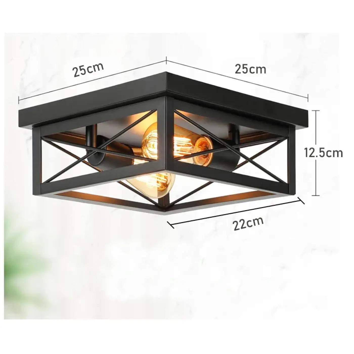 Black metal square industrial ceiling light | HANAVUS
