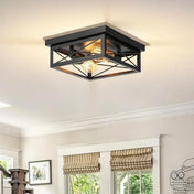 Black metal square industrial ceiling light | HANAVUS