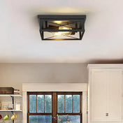 Black metal square industrial ceiling light | HANAVUS