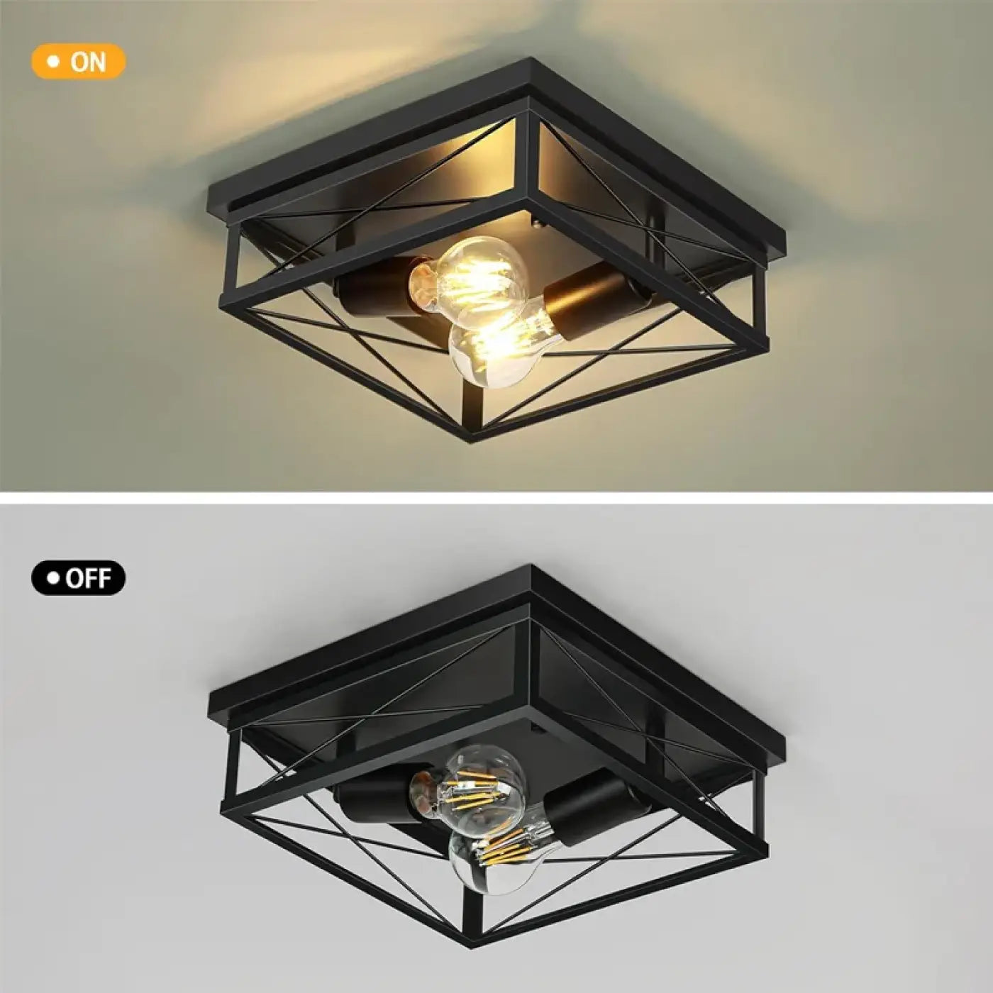 Black metal square industrial ceiling light | HANAVUS