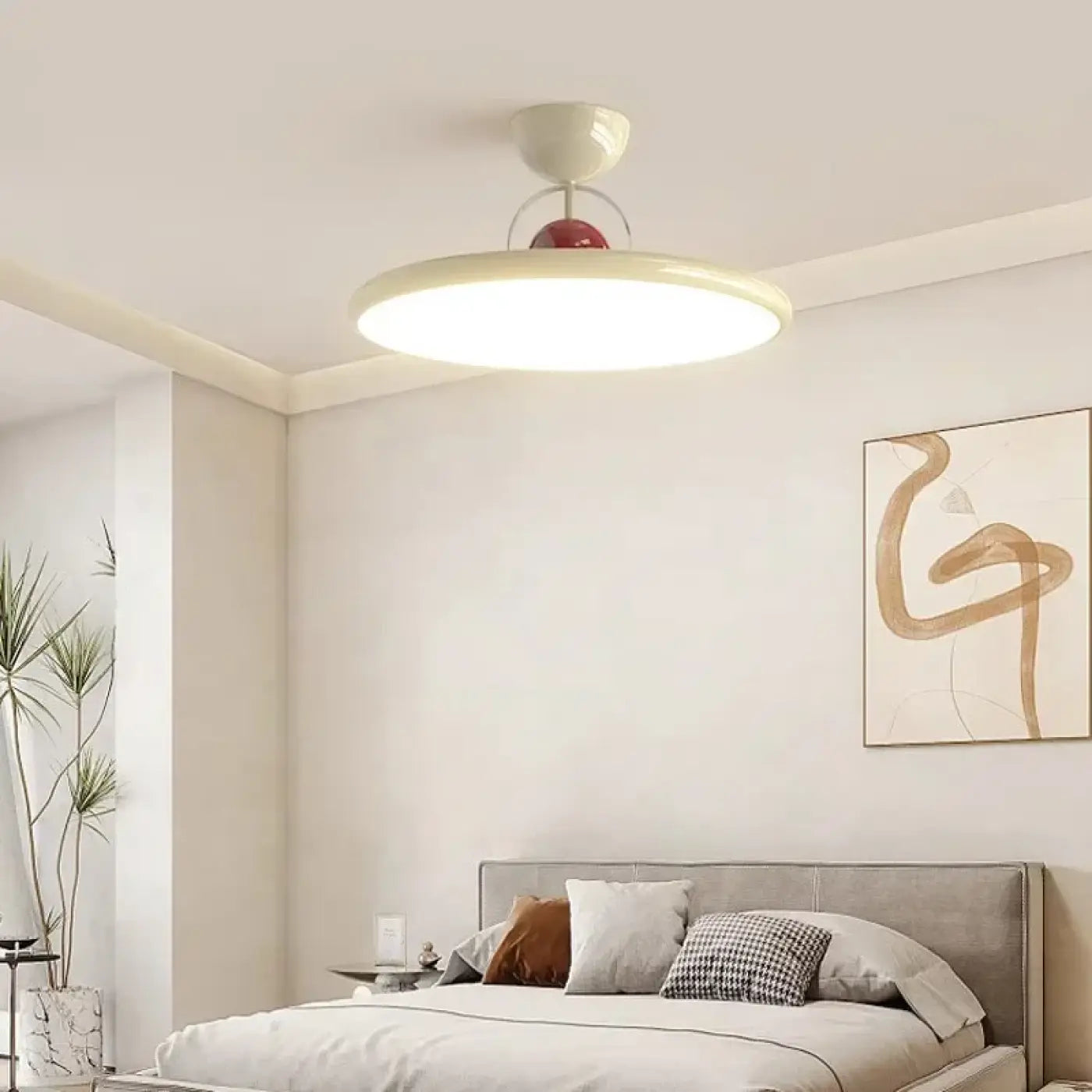 Modern round metal white and green LED ceiling light | HUMOS