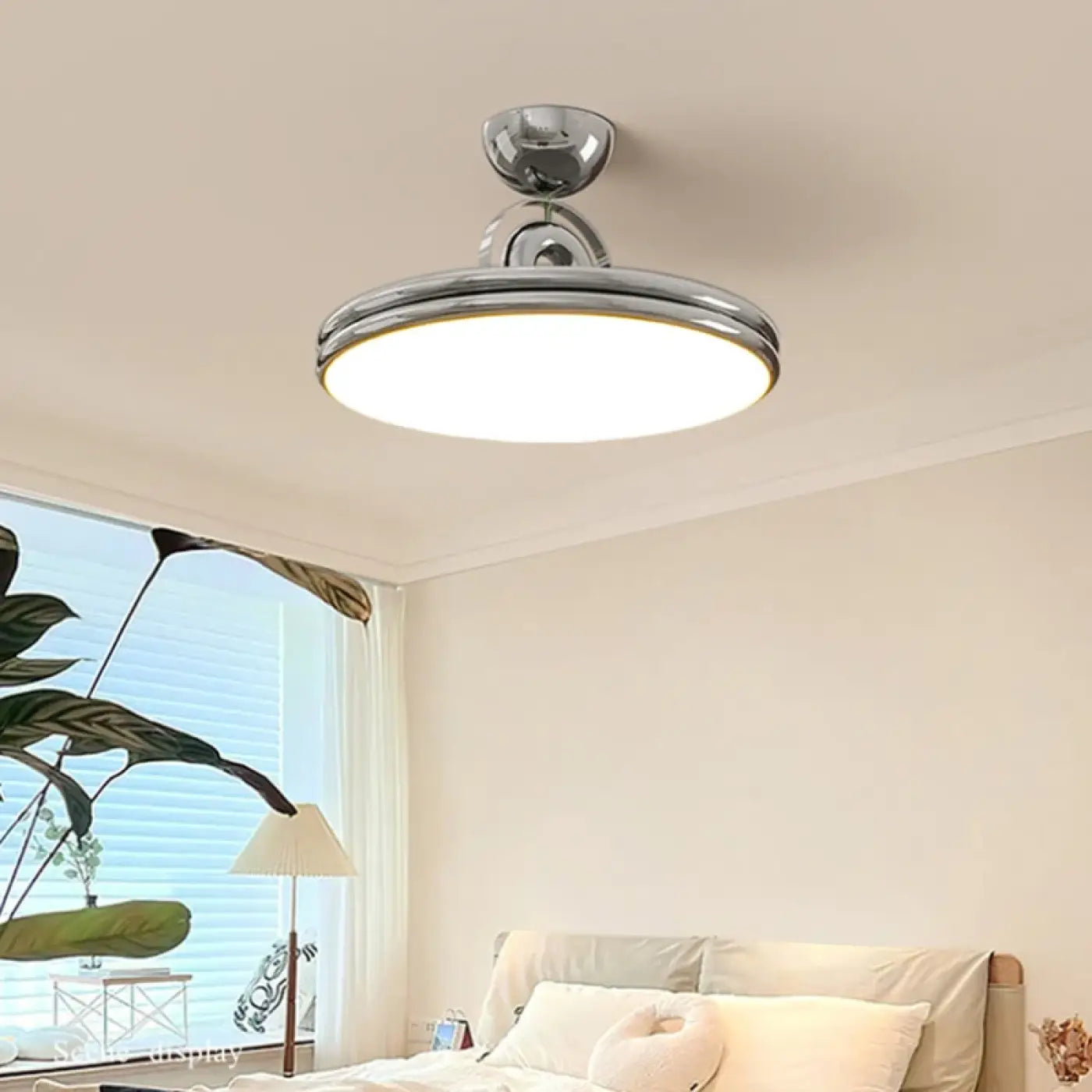 Modern round metal white and green LED ceiling light | HUMOS