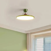 Modern round metal white and green LED ceiling light | HUMOS