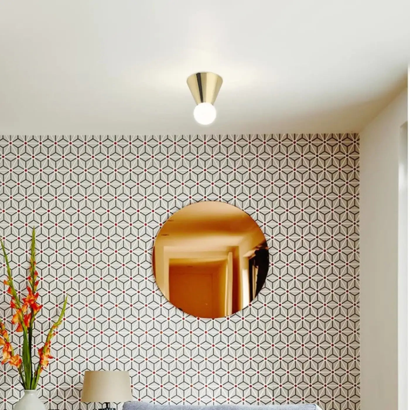 Minimalist brushed brass gold ceiling light | GUVUR