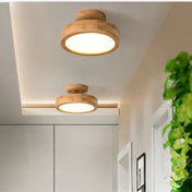 LED ceiling light in wood and beige acrylic | DADIRA