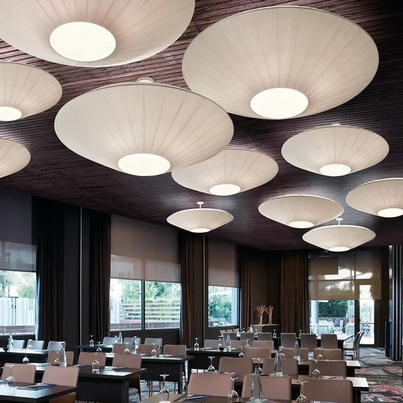 White fabric dome-shaped ceiling light modern | SADI