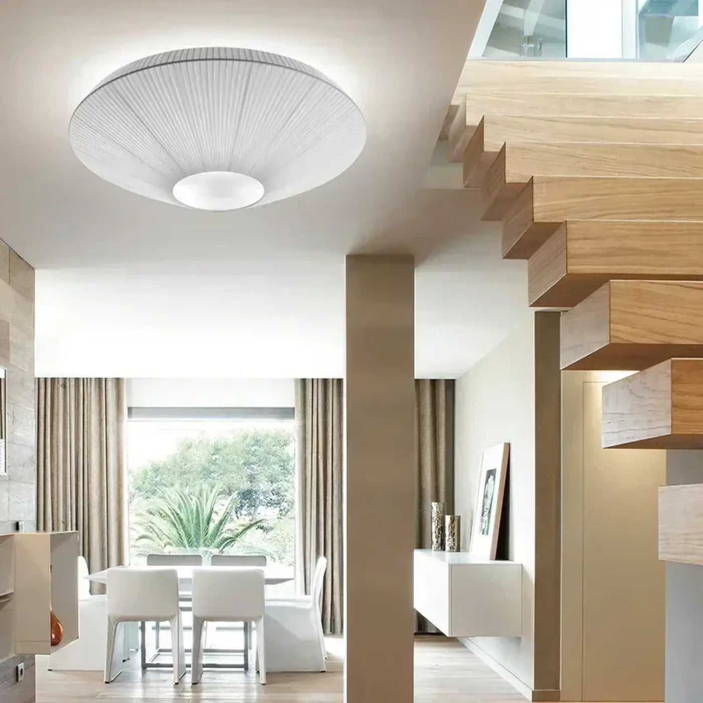 White fabric dome-shaped ceiling light modern | SADI