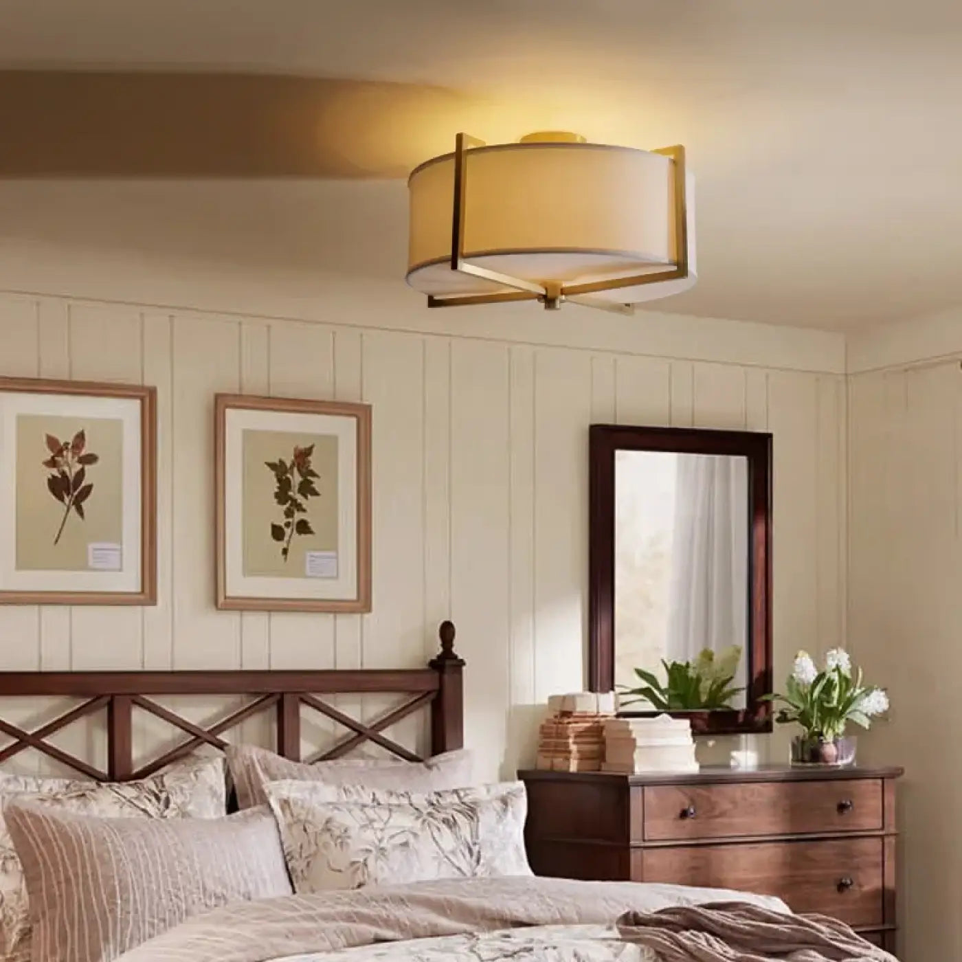 Modern gold metal white shade ceiling light | DAREK