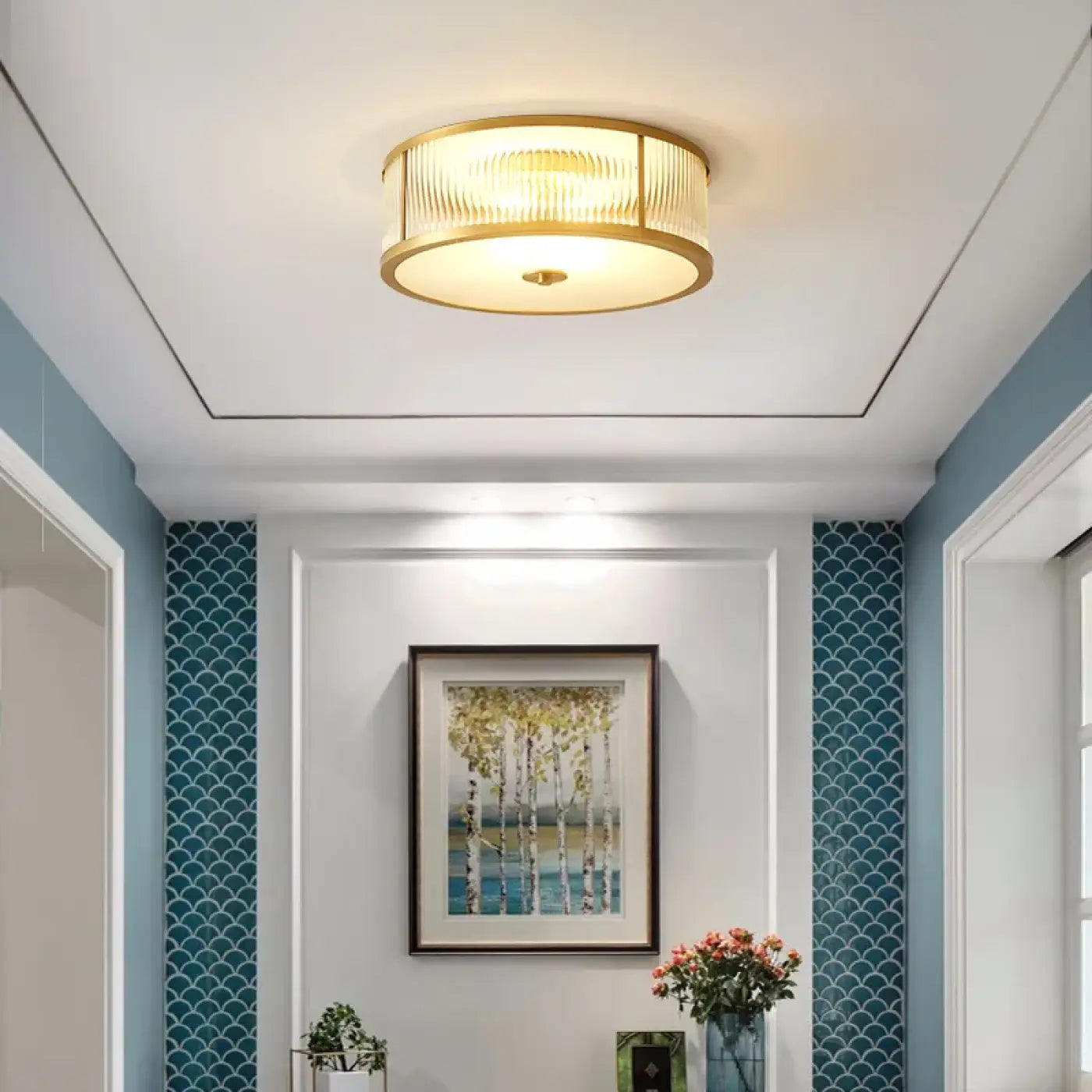 Gold ribbed glass design LED ceiling light | LOVEHO