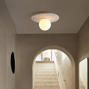 Modern light stone and white glass ceiling light | RUPIHEL