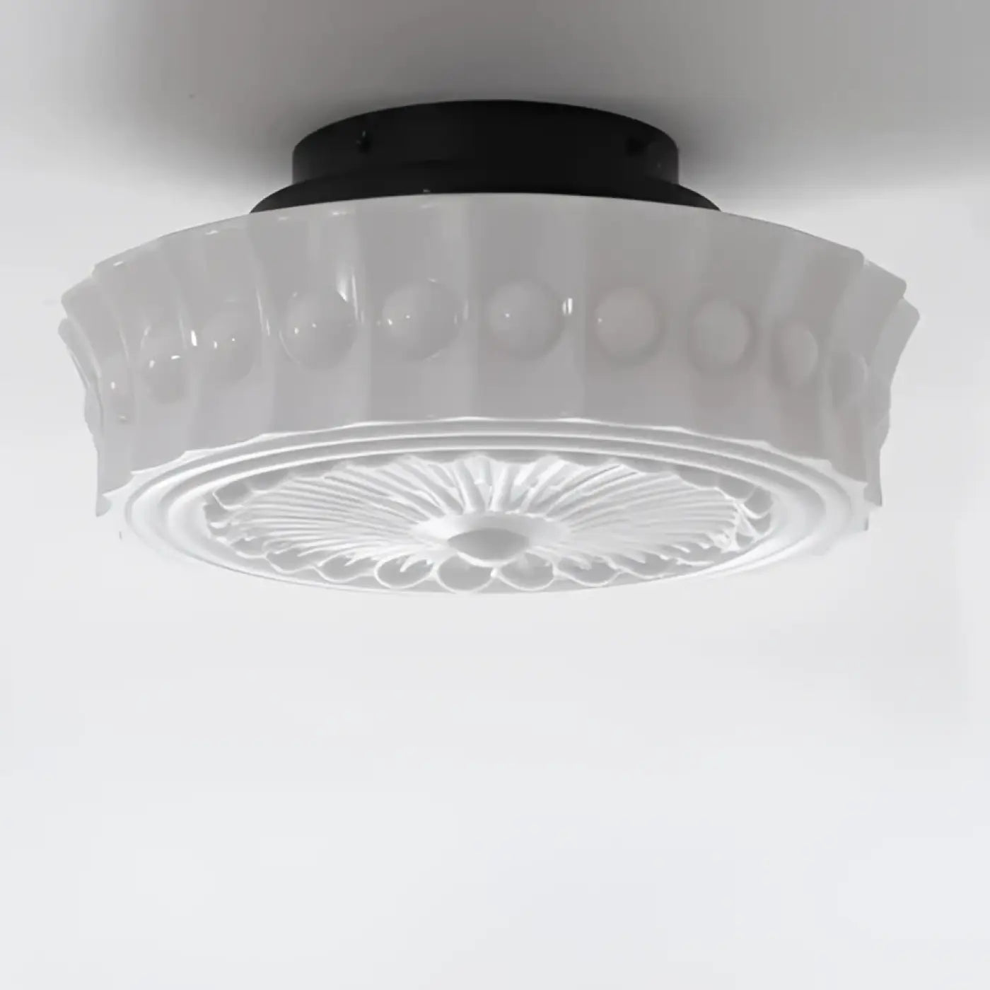 Modern sculpted white glass ceiling light | TIRON