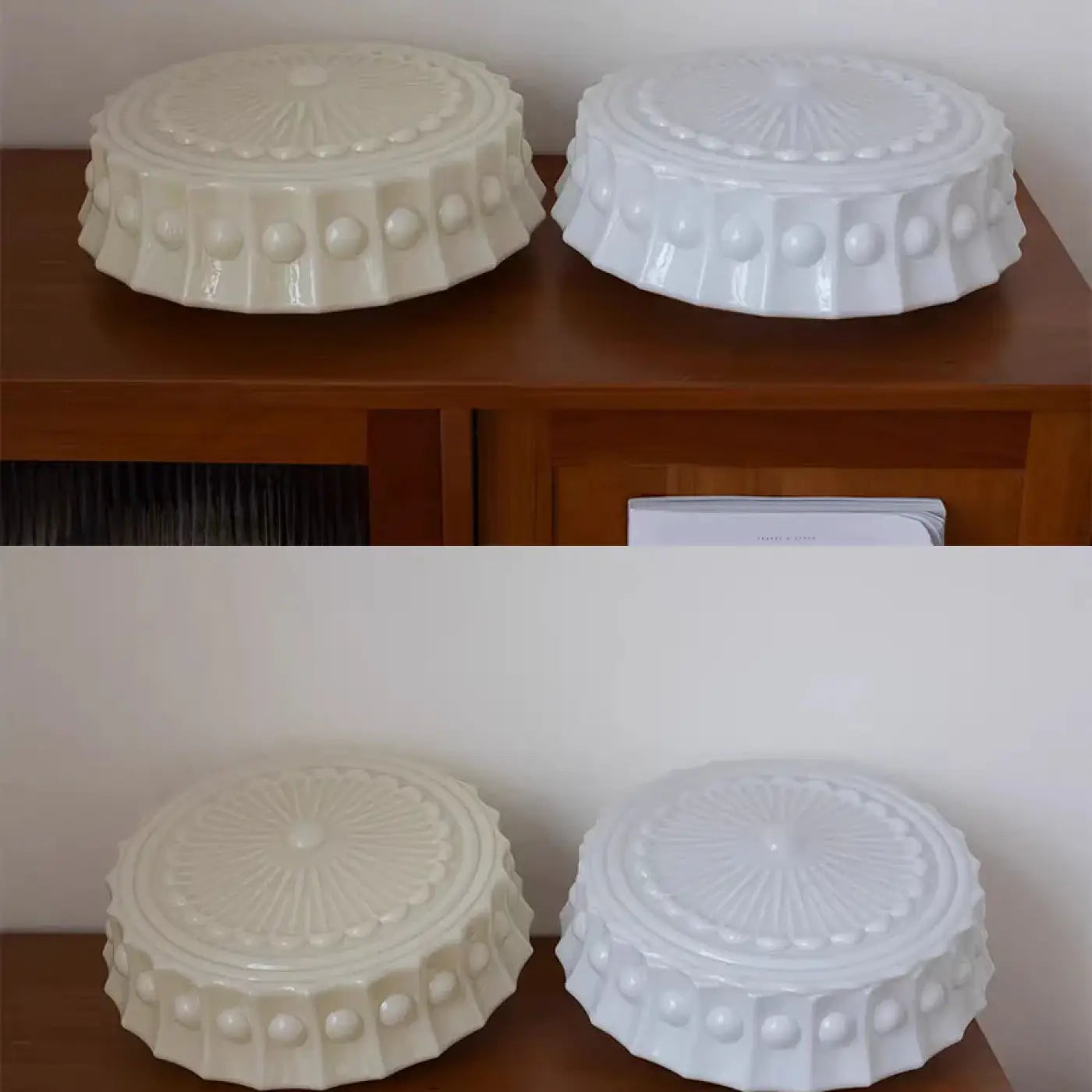 Modern sculpted white glass ceiling light | TIRON
