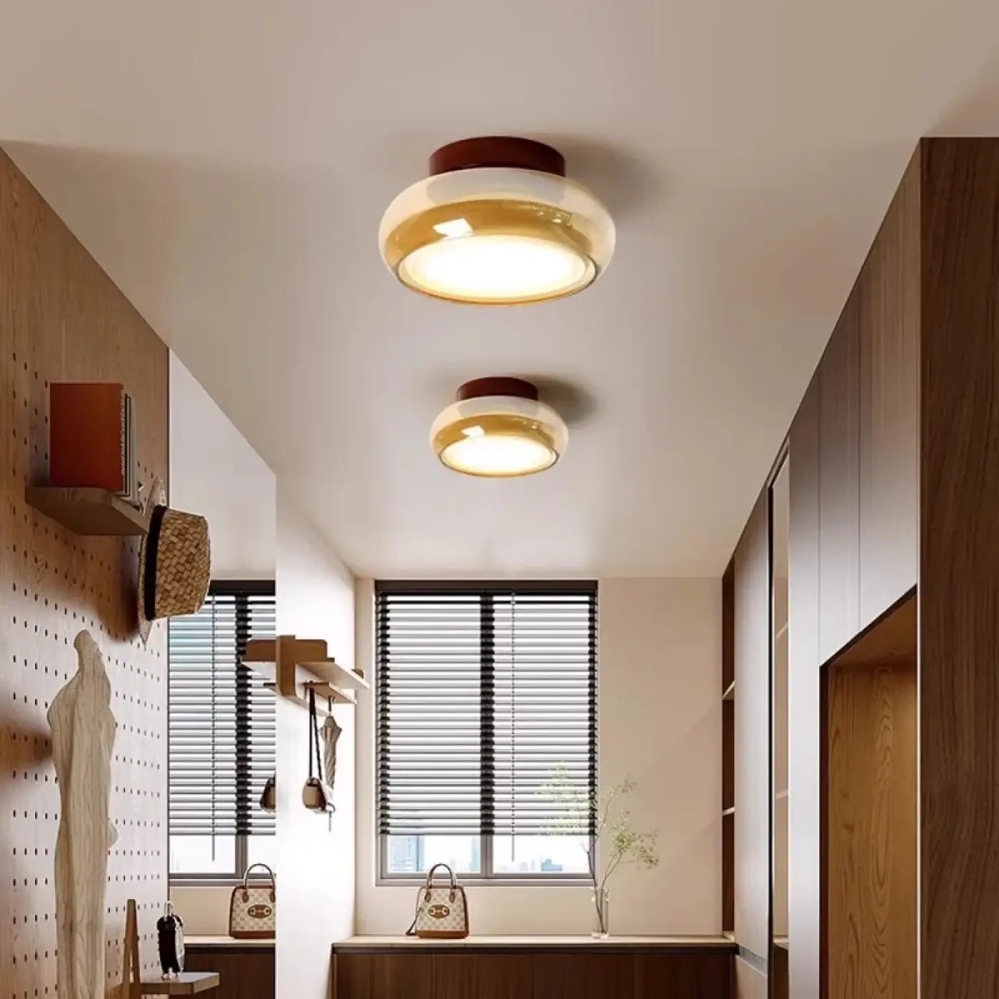 Modern amber glass LED ceiling light | HOBI