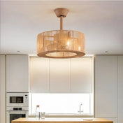 Modern beige cylindrical rattan ceiling light | ZOZON