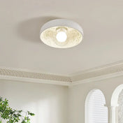 White resin ceiling light with vintage floral relief | NIGOHOL