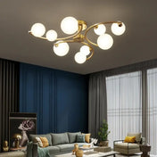 Gold metal and glass 6-light ceiling light | ROMAGO