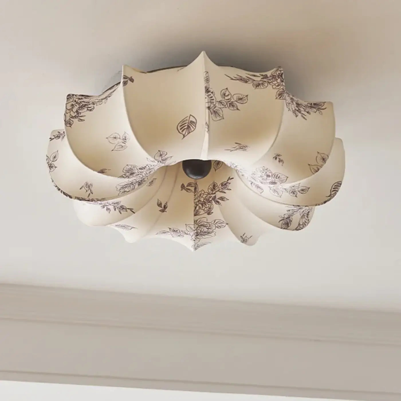 Floral white LED fabric shade ceiling light | NIRI