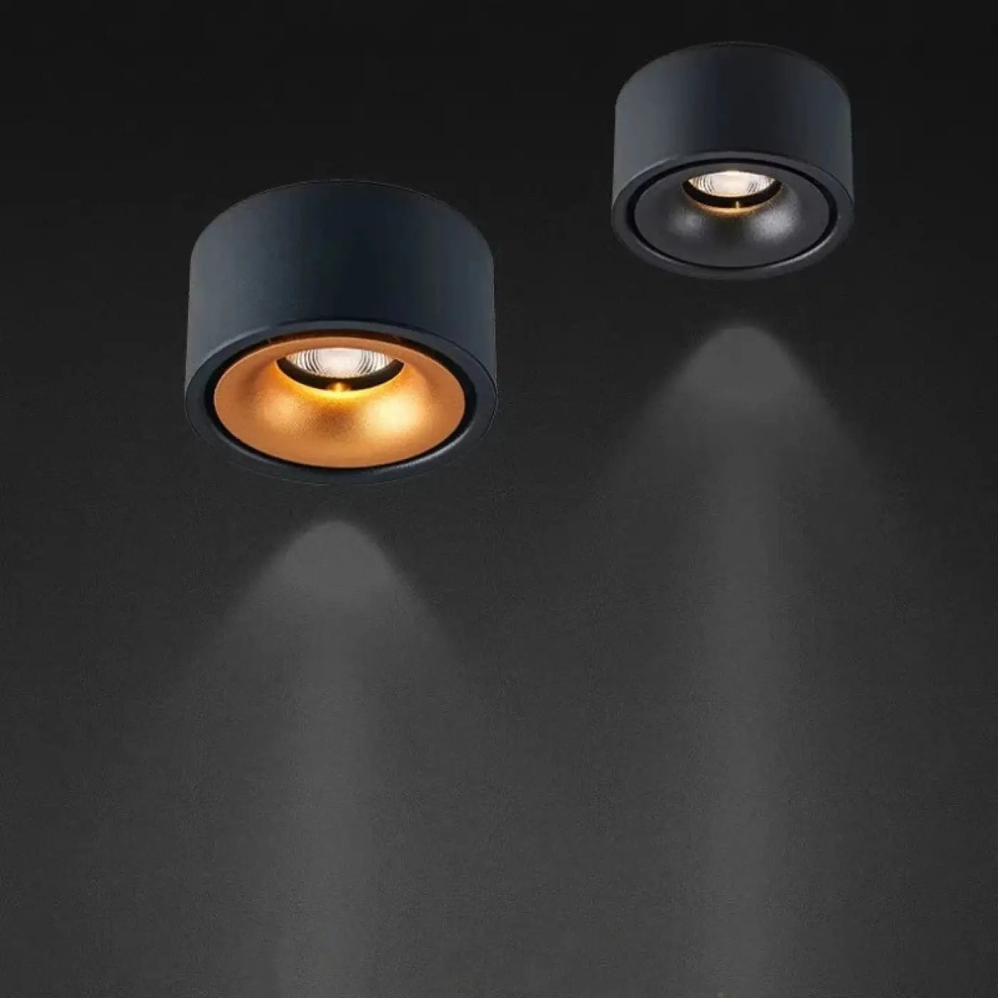 Compact black and gold aluminium LED ceiling light | DOLUL