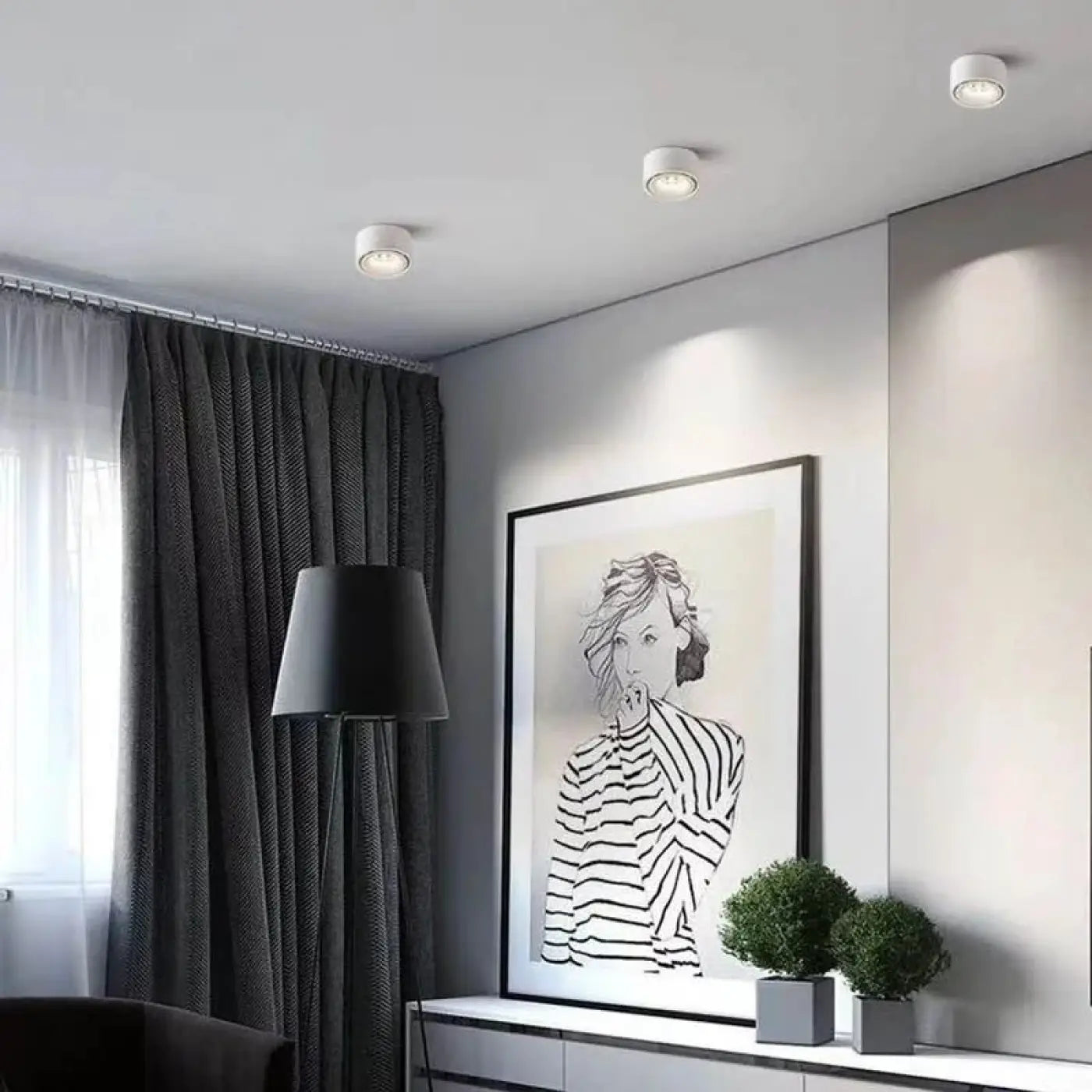 Compact black and gold aluminium LED ceiling light | DOLUL