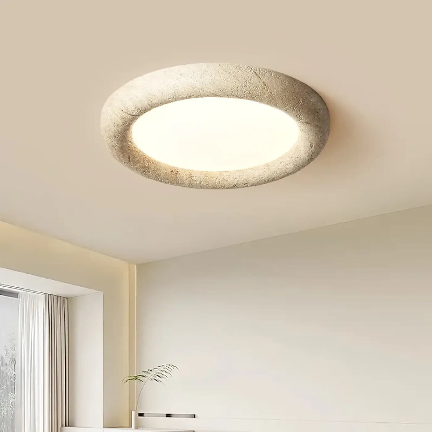 Beige felt-effect LED diffuser ceiling light | KADOLU