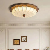 Flower design wood and fabric ceiling light | HOSO