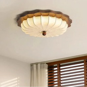 Flower design wood and fabric ceiling light | HOSO