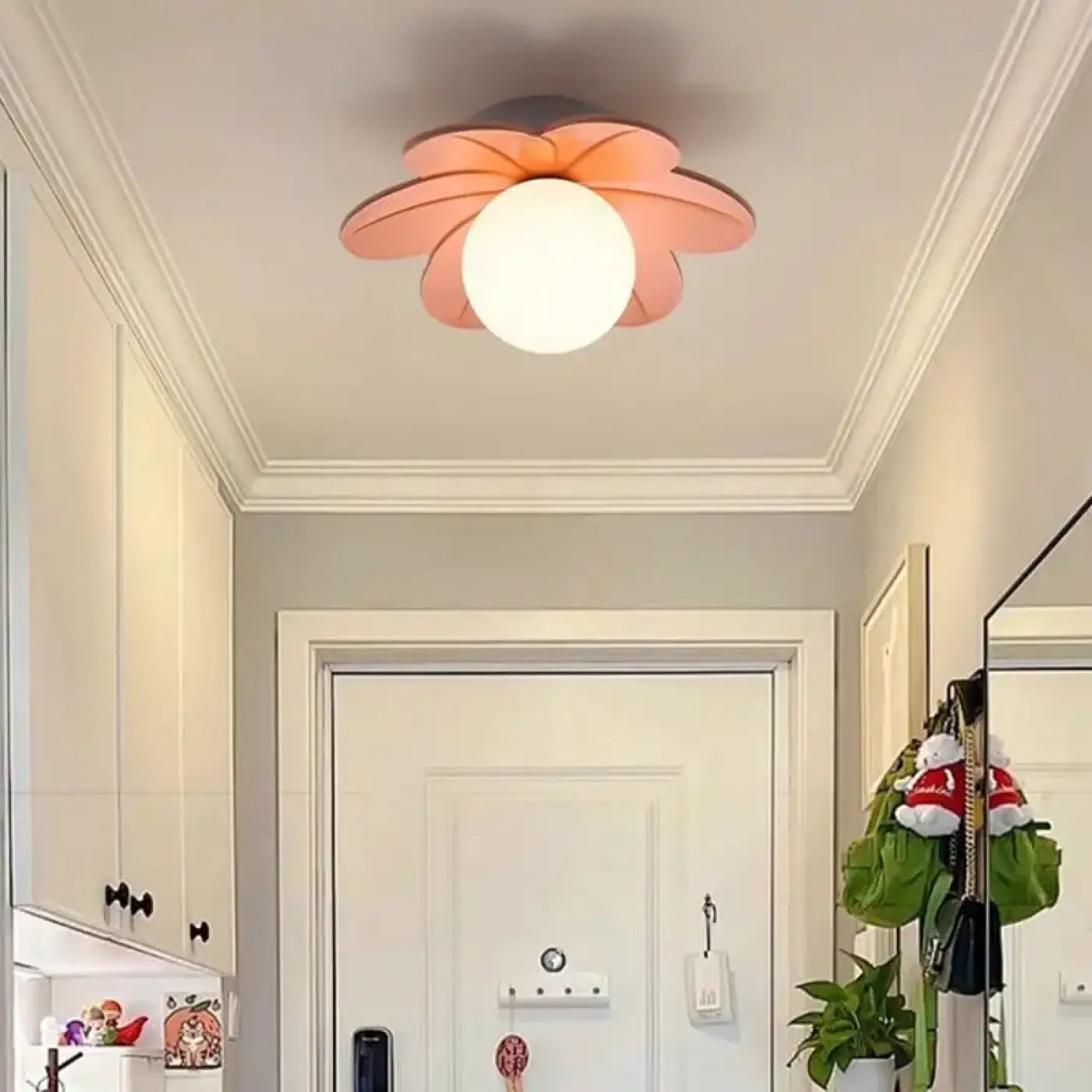 Floral white glass spherical diffuser ceiling light | DOMO