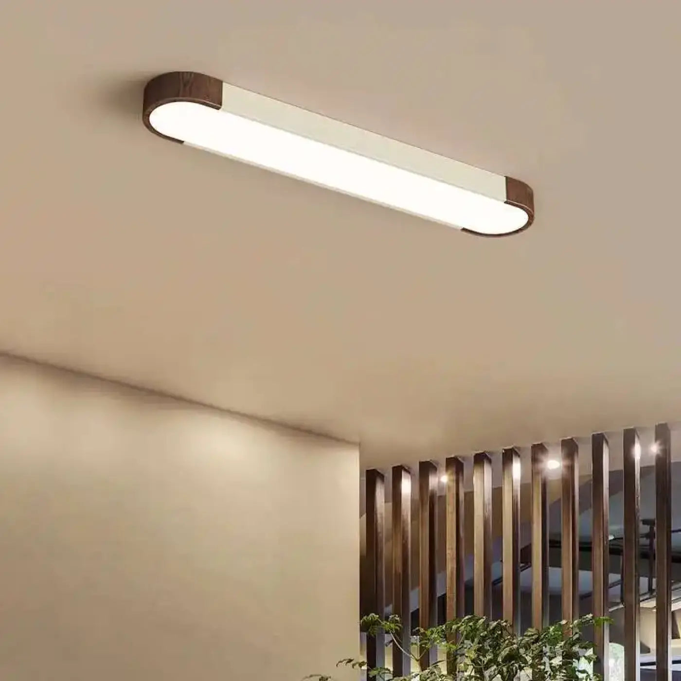 Minimalist white grey wood LED ceiling light | BASOLI