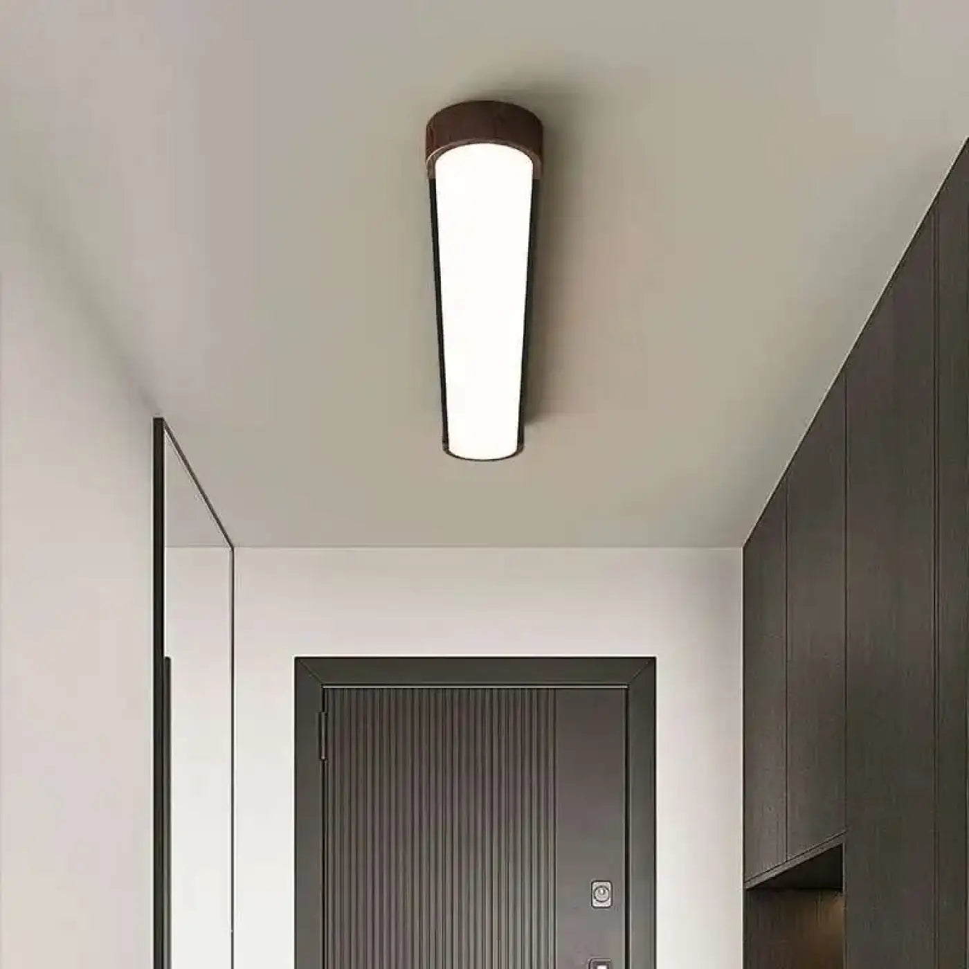 Minimalist white grey wood LED ceiling light | BASOLI