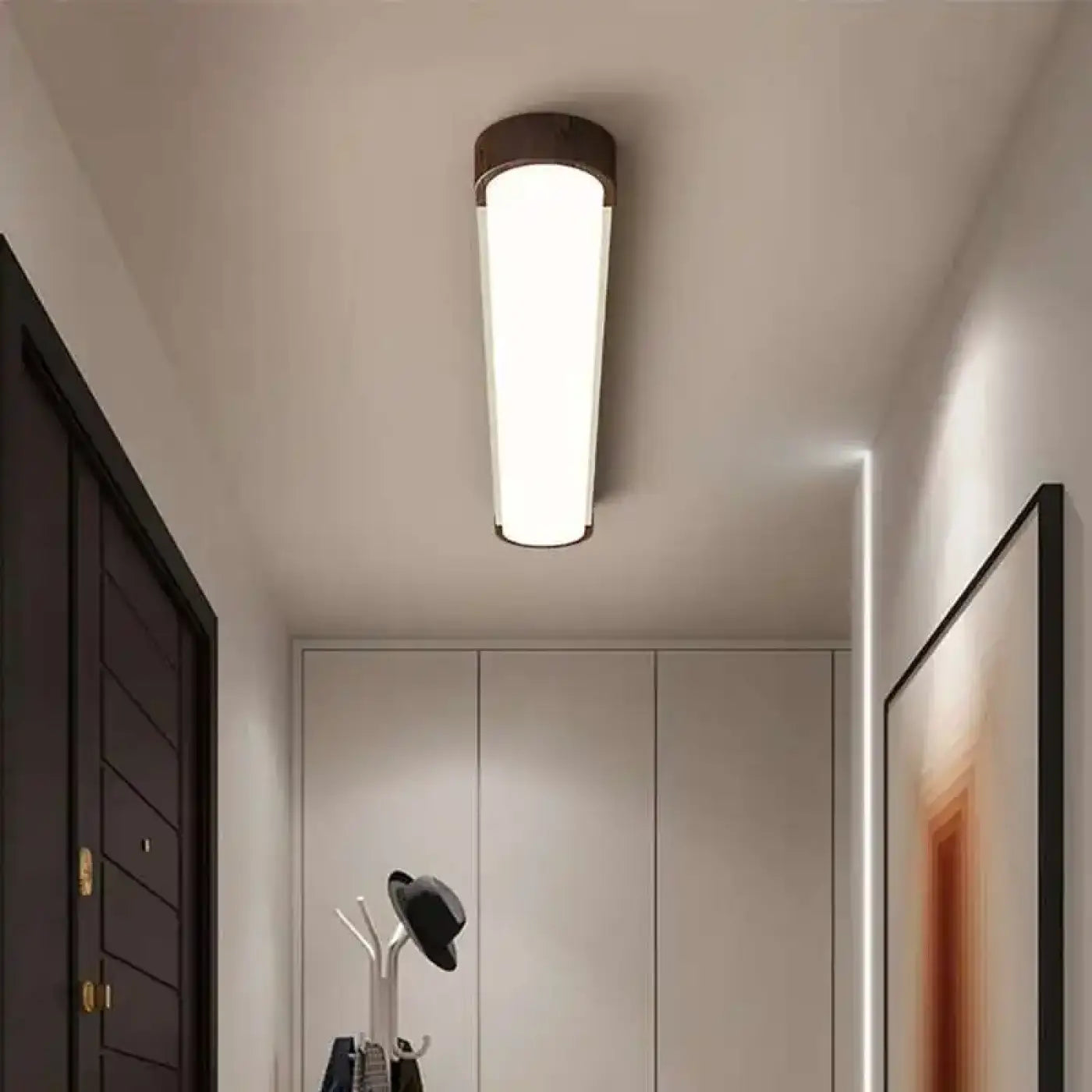 Minimalist white grey wood LED ceiling light | BASOLI