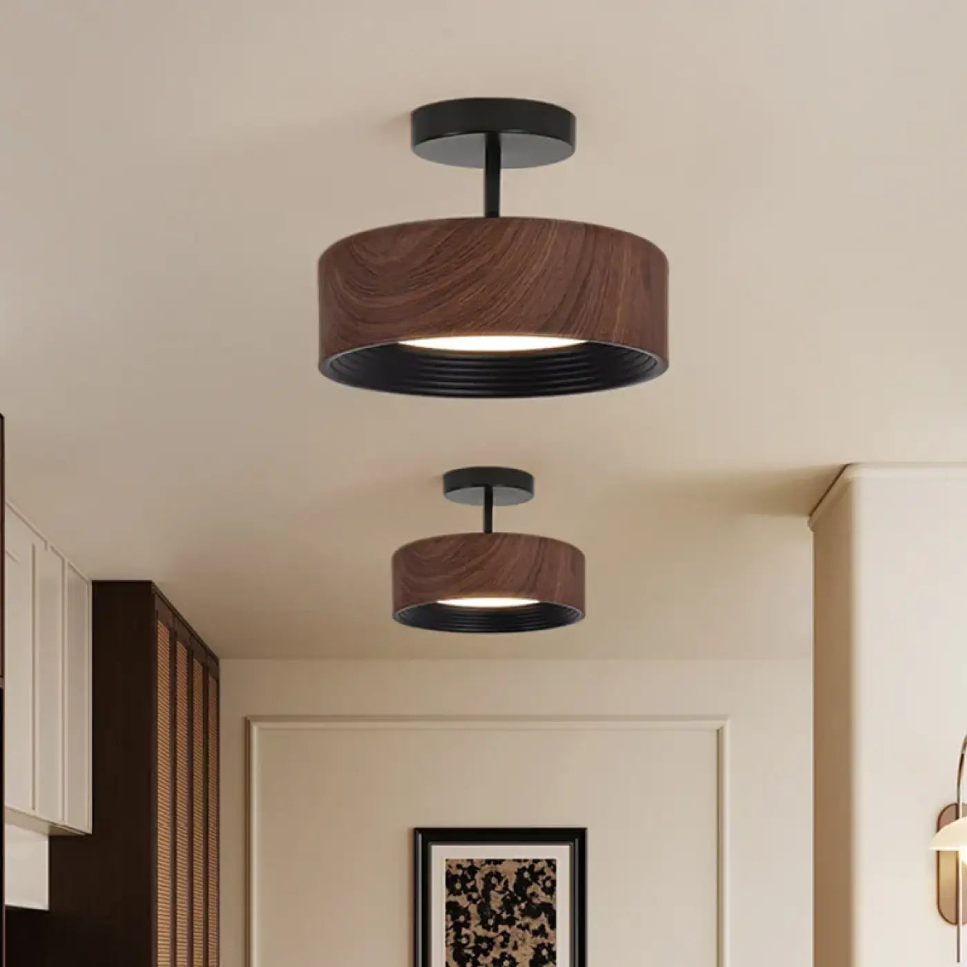 Brown LED ceiling light in metal and acrylic | RIBUHO