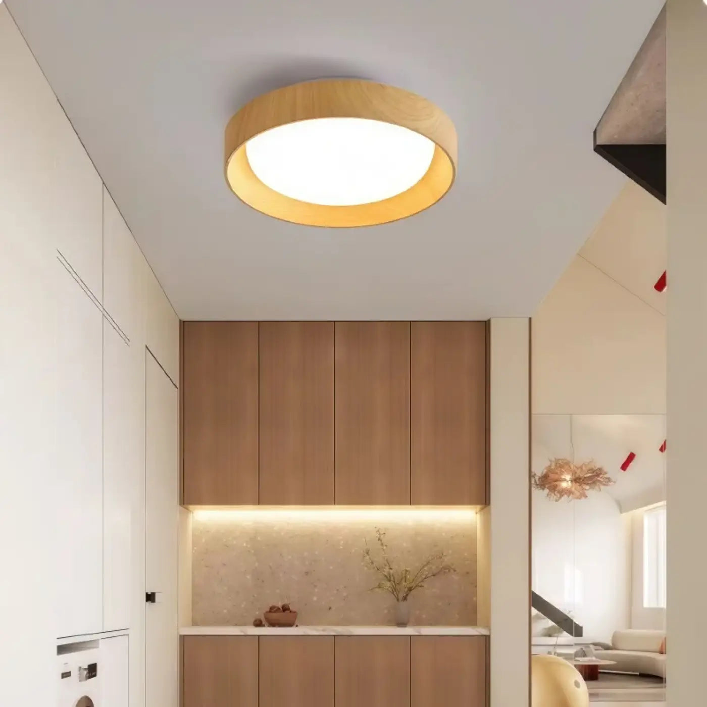 Nordic wood circular LED ceiling light | BUROK