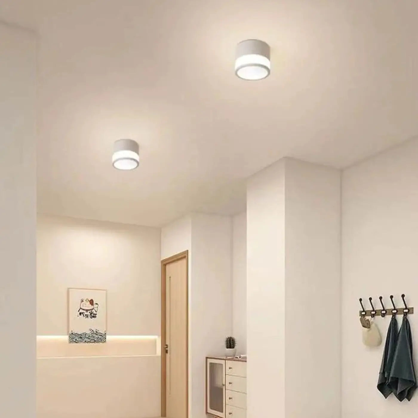 Modern black and white cylindrical LED ceiling light | DUGUS