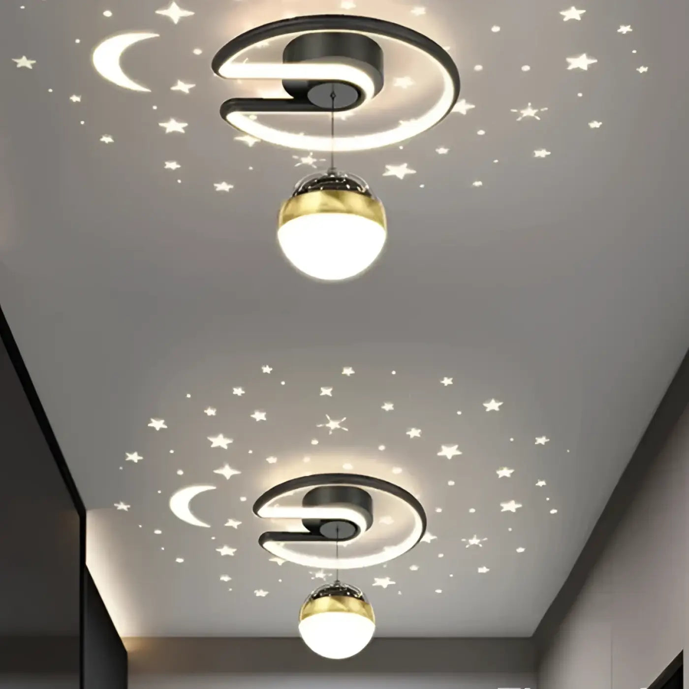 LED black and gold modern statement ceiling light | PAKESE
